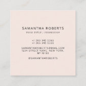 モダン赤面ピンクシンプルのロゴを追加 スクエア名刺 (裏面)