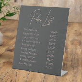 モダン赤面ピンクスクリプトグレーマニキュリスト爪、 ネイルスパ 台座サイン