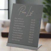 モダン赤面ピンクスクリプトグレーマニキュリスト爪、 ネイルスパ 台座サイン