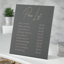 モダン赤面ピンクスクリプトグレーマニキュリスト爪、 ネイルスパ 台座サイン