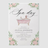 モダン赤面ピンクスパデイブライダルシャワー ベラム紙招待状 (正面)