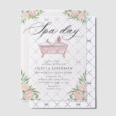 モダン赤面ピンクスパデイブライダルシャワー ベラム紙招待状 (オフセット (招待状))