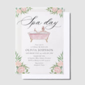 モダン赤面ピンクスパデイブライダルシャワー ベラム紙招待状 (オフセット)