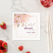 モダン赤面ピンクパンパスグラスブライダルシャワー スタンダードカクテルナプキン (インサイチュ)