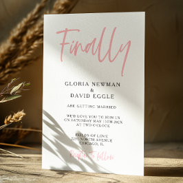 モダン赤面ピンクファイナル結婚式招待状 招待状