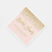 モダン赤面ピンクフェイク金ゴールドグリッターブライダルシャワー スタンダードランチョンナプキン (角)