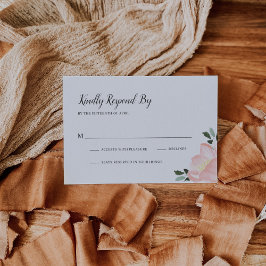 モダン赤面ピンクフローラエレガントな結婚式 出欠カード