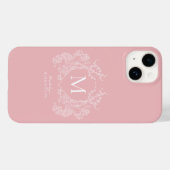 モダン赤面ピンクフローラクレストモノグラム Case-Mate iPhoneケース (裏面 (横))