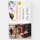 モダン赤面ピンクフローラ大学院卒業式パーティー 横断幕 (縦)