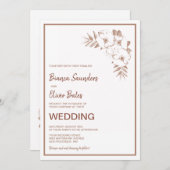 モダン赤面ピンクフローラ結婚ズ 招待状 (正面/裏面)