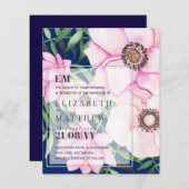 モダン赤面ピンクフローラ結婚- カスタムCOLORS (正面/裏面)