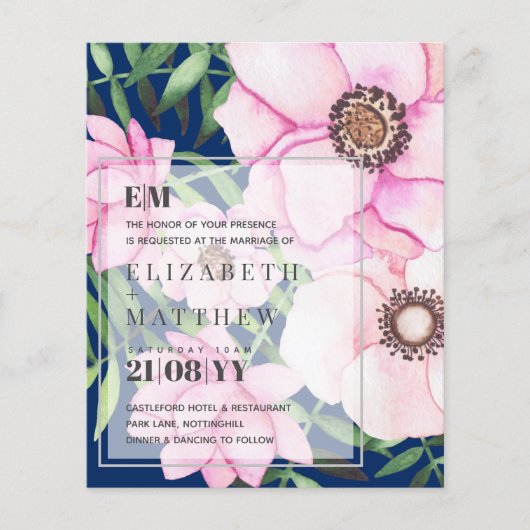 モダン赤面ピンクフローラ結婚- カスタムCOLORS (正面)