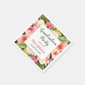 モダン赤面ピンクフローラ縁ど卒業パーティー スタンダードカクテルナプキン (角)