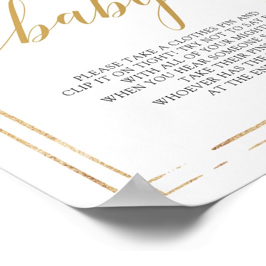 モダン赤面ピンクフローラ金ゴールドはベビー記号を言わない ポスター (角)