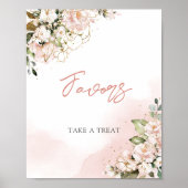 モダン赤面ピンクフローラ金ゴールドbohoは署名を好む ポスター (正面)