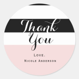 モダン赤面ピンクブラック&ホワイトストライプパーティー ラウンドシール