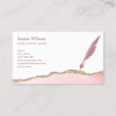 モダン赤面ピンクプロフェッショナル保険募集人 名刺 (裏面)