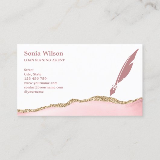 モダン赤面ピンクプロフェッショナル保険募集人 名刺 (裏面)