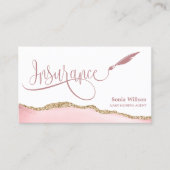 モダン赤面ピンクプロフェッショナル保険募集人 名刺 (正面)