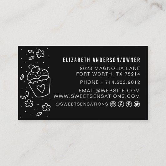 モダン赤面ピンクベーカリーケータリングシェフ 名刺 (裏面)