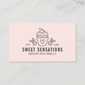 モダン赤面ピンクベーカリーケータリングシェフ 名刺 (正面)