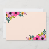 モダン赤面ピンクミニマルフローラ結婚ズ サンキューカード (裏面)