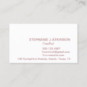 モダン赤面ピンクミニマルプロフェッショナルシンプル 名刺 (裏面)