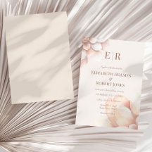 モダン赤面ピンクムース花びらモノグラム結婚ズ