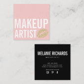 モダン赤面ピンクメイクアップ美しい スクエア名刺 (正面/裏面)