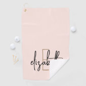 モダン赤面ピンクモノグラム名 ゴルフタオル (インサイチュ)