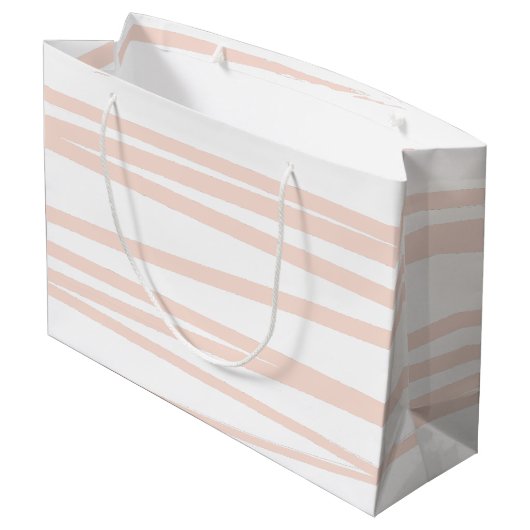 モダン赤面ピンクラインズ抽象芸術アート ラージペーパーバッグ (裏面アングル)