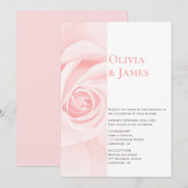 モダン赤面ピンクローズ結婚ズ 招待状