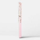 モダン赤面ピンクローズ金ゴールドグリッタードリップスモノグラム Case-Mate iPhoneケース (裏面 / 左)