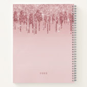 モダン赤面ピンクローズ金ゴールドグリッターモノグラム ノートブック (裏面)