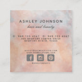 モダン赤面ピンクローズ&牡丹ありがエレガントとう スクエア名刺 (裏面)