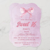 モダン赤面ピンクローズSweet sixteen16誕生日 招待状 (正面/裏面)