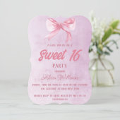 モダン赤面ピンクローズSweet sixteen16誕生日 招待状 (スタンド正面)