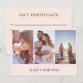 モダン赤面ピンク写真贈答証 (正面/裏面)