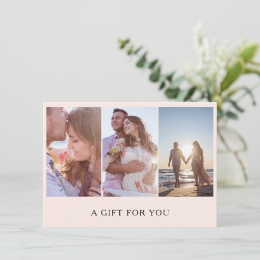 モダン赤面ピンク写真贈答証 (スタンド正面)