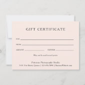 モダン赤面ピンク写真贈答証 (裏面)