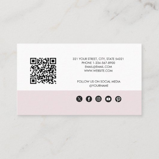 モダン赤面ピンク友達の紹介カードを参照 名刺 (裏面)