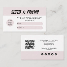 モダン赤面ピンク友達の紹介カードを参照 名刺