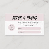 モダン赤面ピンク友達の紹介カードを参照 名刺 (正面)