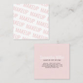 モダン赤面ピンク反復文字模様メイクアップ スクエア名刺 (正面/裏面)