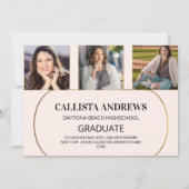 モダン赤面ピンク幾何学写真卒業 案内状 (裏面)