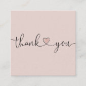 モダン赤面ピンク感謝していハートお客様のご注文 スクエア名刺 (正面)