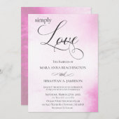 *~*モダン赤面ピンク抽象芸術ウォーター結婚カラー 招待状 (正面/裏面)