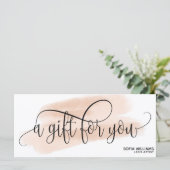 モダン赤面ピンク水彩証明書ギフトカード (スタンド正面)