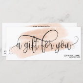 モダン赤面ピンク水彩証明書ギフトカード (正面/裏面)