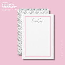 モダン赤面ピンク水玉模様フラットサンキューカード